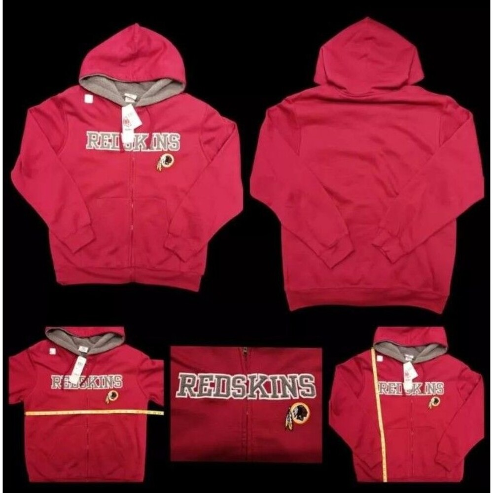 Y2k Vintage WASHINGTON REDSKINS NFL Men's M FLEECE LINED ZIP HOODIE Dead Stock